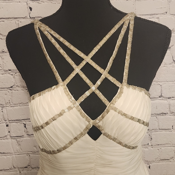 Adrianna Papell White Beaded Front Accent Dress - Picture 6 of 9